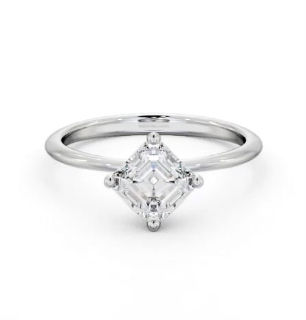 Asscher Diamond Dainty 4 Prong Engagement Ring Platinum Solitaire ENAS44_WG_THUMB1