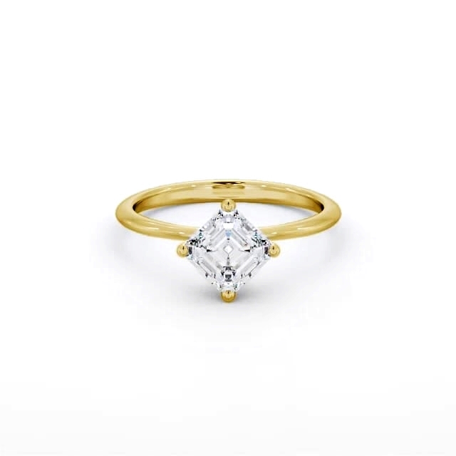 Asscher Diamond Engagement Ring 18K Yellow Gold Solitaire - Milania ENAS44_YG_HAND