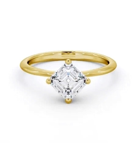 Asscher Diamond Dainty 4 Prong Ring 9K Yellow Gold Solitaire ENAS44_YG_THUMB2 