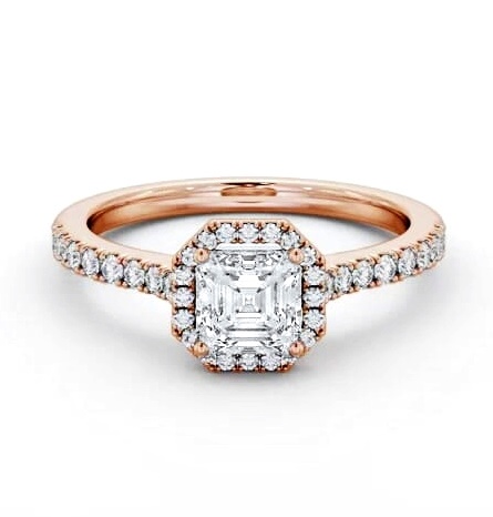 Halo Asscher Diamond Classic Engagement Ring 18K Rose Gold ENAS45_RG_THUMB1