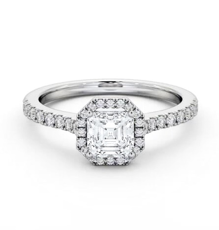 Halo Asscher Diamond Classic Engagement Ring 18K White Gold ENAS45_WG_THUMB2 