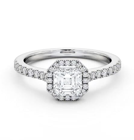 Halo Asscher Diamond Classic Engagement Ring 9K White Gold ENAS45_WG_THUMB1