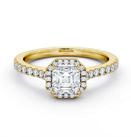 Halo Asscher Diamond Classic Engagement Ring 9K Yellow Gold ENAS45_YG_THUMB1