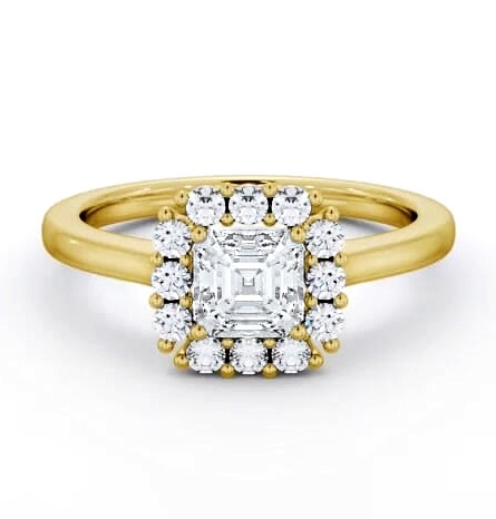 Halo Asscher Diamond Elegant Style Engagement Ring 9K Yellow Gold ENAS46_YG_THUMB1