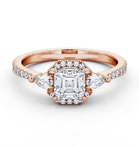 Halo Asscher with Pear Diamond Engagement Ring 9K Rose Gold ENAS47_RG_THUMB1