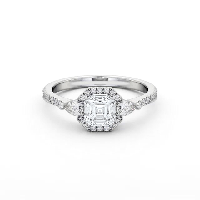 Halo Asscher Diamond Engagement Ring Palladium - Adalaide ENAS47_WG_HAND