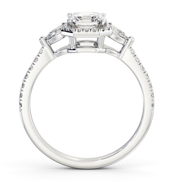 Halo Asscher with Pear Diamond Engagement Ring 18K White Gold ENAS47_WG_THUMB1 
