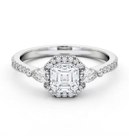 Halo Asscher with Pear Diamond Engagement Ring 9K White Gold ENAS47_WG_THUMB1