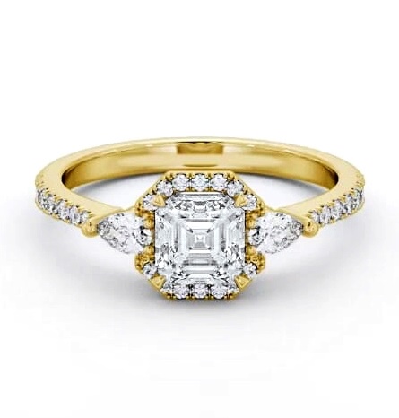 Halo Asscher with Pear Diamond Engagement Ring 9K Yellow Gold ENAS47_YG_THUMB1