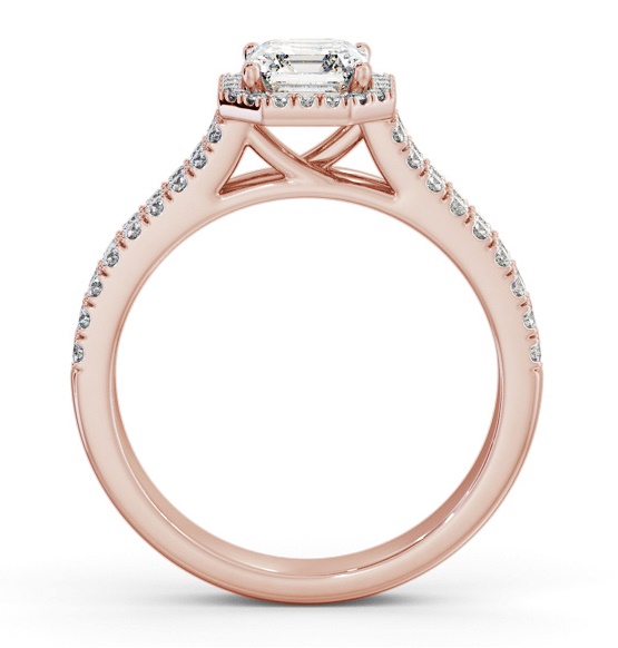 Halo Asscher Diamond Split Band Engagement Ring 9K Rose Gold ENAS48_RG_THUMB1 