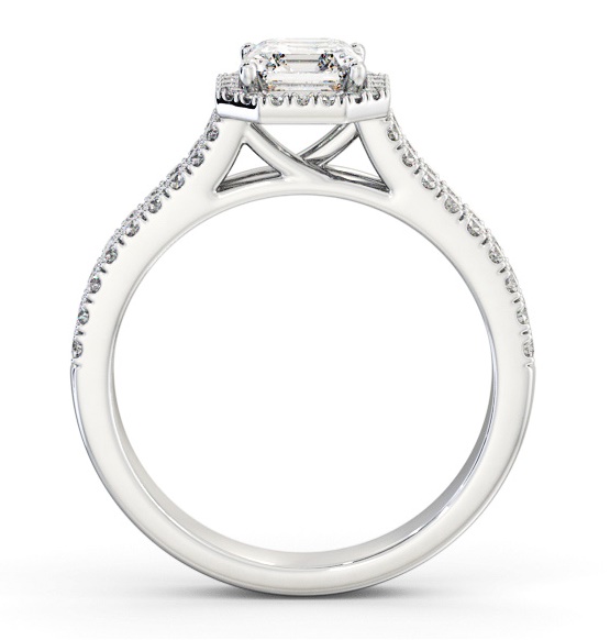 Halo Asscher Diamond Split Band Engagement Ring 18K White Gold ENAS48_WG_THUMB1 