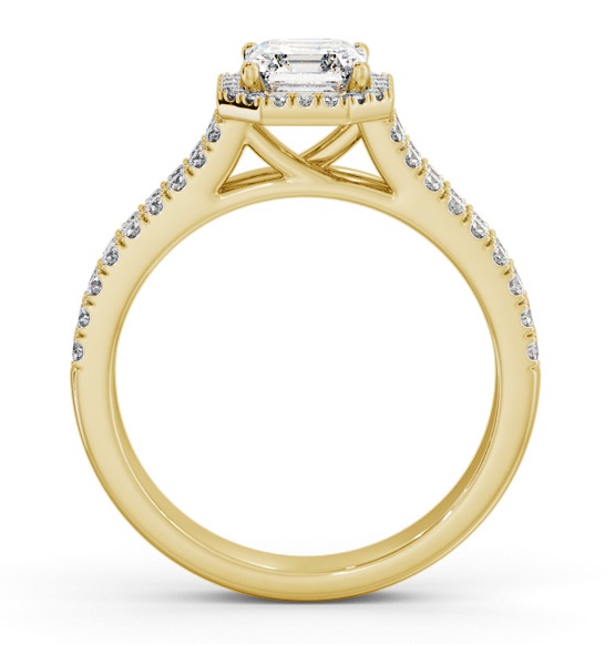 Halo Asscher Diamond Split Band Engagement Ring 9K Yellow Gold ENAS48_YG_THUMB1 