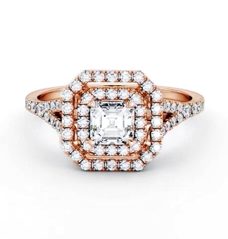 Double Halo Asscher Diamond Engagement Ring 9K Rose Gold ENAS49_RG_THUMB1