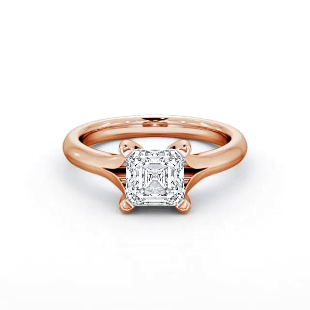 Asscher Diamond Engagement Ring 18K Rose Gold Solitaire - Solara ENAS4_RG_HAND