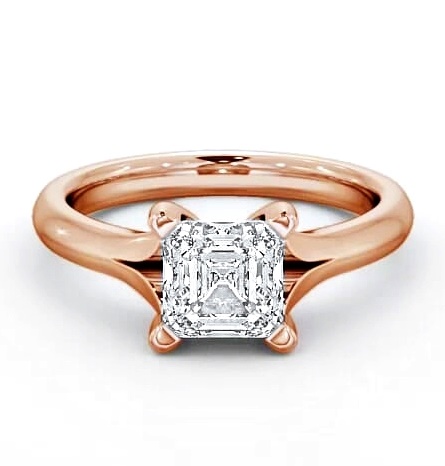 Asscher Diamond Split Band Engagement Ring 9K Rose Gold Solitaire ENAS4_RG_THUMB1