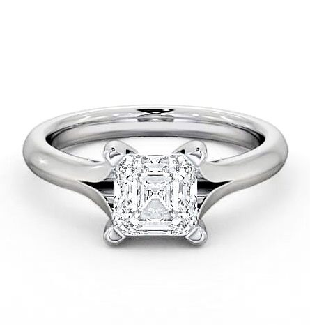 Asscher Diamond Split Band Engagement Ring 9K White Gold Solitaire ENAS4_WG_THUMB1