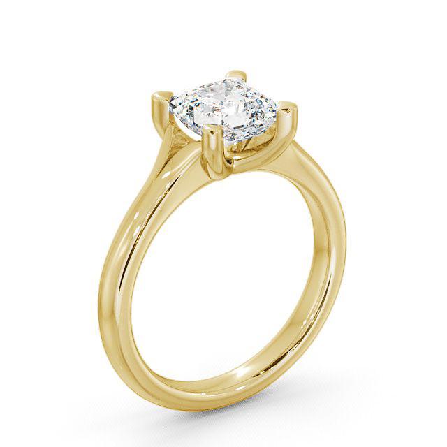 Asscher Diamond Engagement Ring 9K Yellow Gold Solitaire - Solara ENAS4_YG_HAND