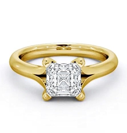 Asscher Diamond Split Band Engagement Ring 9K Yellow Gold Solitaire ENAS4_YG_THUMB1