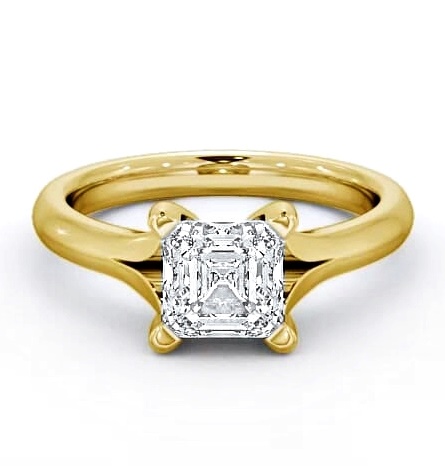 Asscher Diamond Split Band Engagement Ring 18K Yellow Gold Solitaire ENAS4_YG_THUMB2 