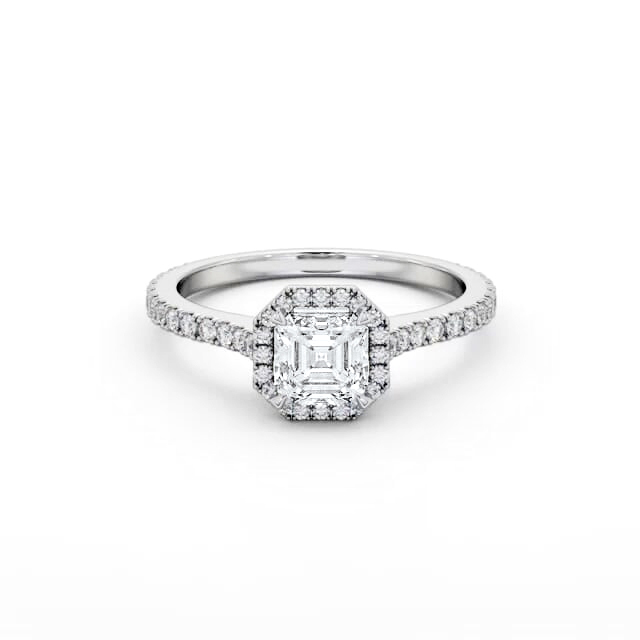 Halo Asscher Diamond Engagement Ring Palladium - Vanya ENAS50_WG_HAND