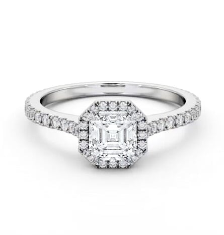 Halo Asscher Ring with Diamond Set Supports Platinum ENAS50_WG_THUMB1