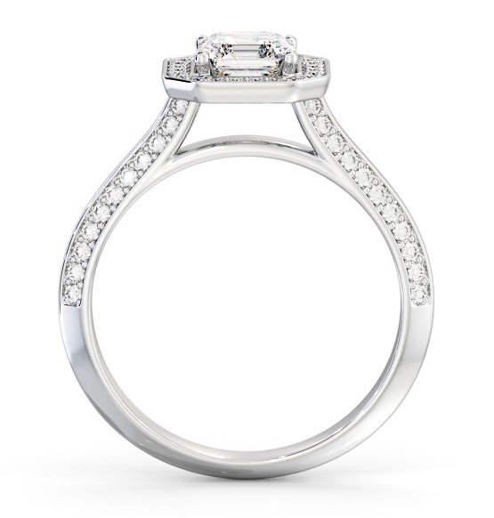 Halo Asscher Diamond with Knife Edge Band Ring 18K White Gold ENAS51_WG_THUMB1 