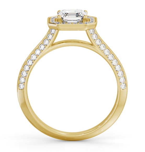 Halo Asscher Diamond with Knife Edge Band Ring 18K Yellow Gold ENAS51_YG_THUMB1 