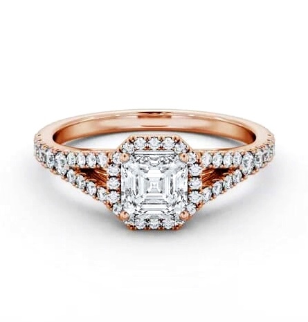 Halo Asscher Diamond Split Band Engagement Ring 18K Rose Gold ENAS52_RG_THUMB1