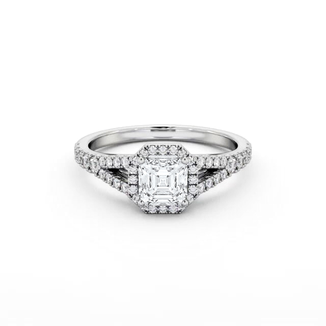 Halo Asscher Diamond Engagement Ring Palladium - Dayami ENAS52_WG_HAND