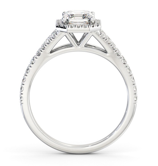 Halo Asscher Diamond Split Band Engagement Ring 9K White Gold ENAS52_WG_THUMB1 