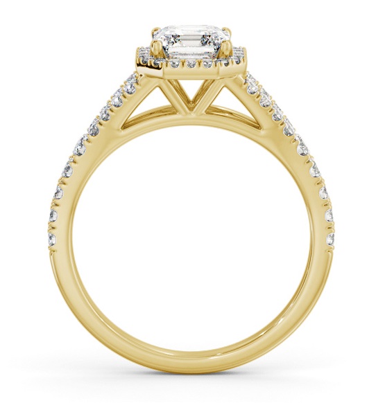 Halo Asscher Diamond Split Band Engagement Ring 18K Yellow Gold ENAS52_YG_THUMB1 