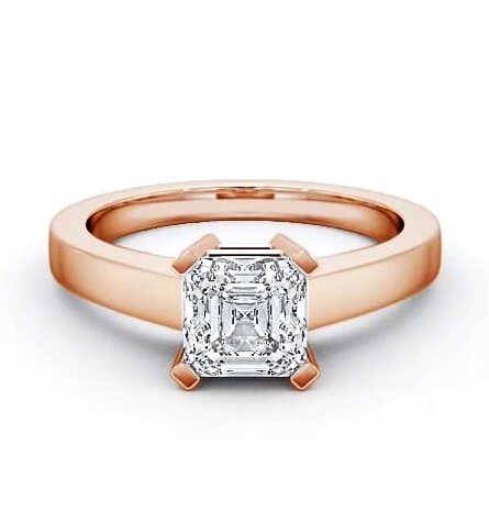 Asscher Diamond Box Setting Engagement Ring 9K Rose Gold Solitaire ENAS5_RG_THUMB1