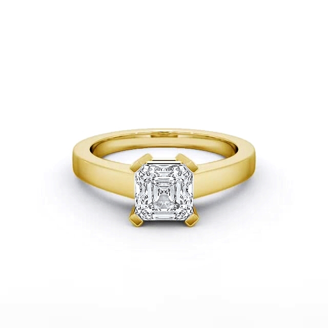 Asscher Diamond Engagement Ring 9K Yellow Gold Solitaire - Lilian ENAS5_YG_HAND
