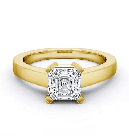 Asscher Diamond Box Setting Engagement Ring 18K Yellow Gold Solitaire ENAS5_YG_THUMB1