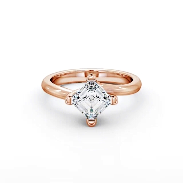 Asscher Diamond Engagement Ring 9K Rose Gold Solitaire - Santana ENAS6_RG_HAND