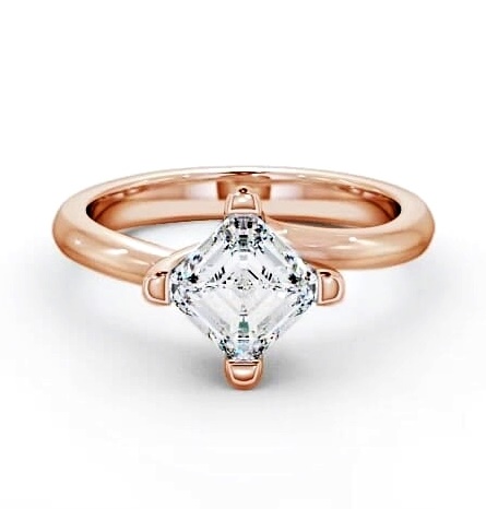 Asscher Diamond Rotated Head Engagement Ring 18K Rose Gold Solitaire ENAS6_RG_THUMB1