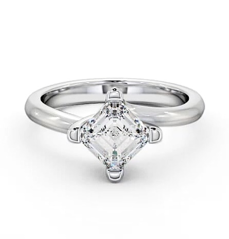 Asscher Diamond Rotated Head Engagement Ring Platinum Solitaire ENAS6_WG_THUMB2 