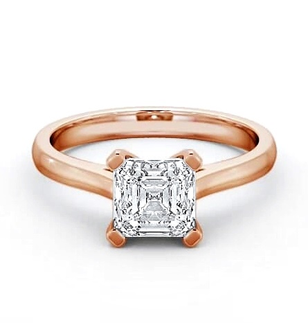Asscher Diamond Classic Style Engagement Ring 9K Rose Gold Solitaire ENAS7_RG_THUMB1