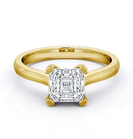 Asscher Diamond Classic Style Ring 18K Yellow Gold Solitaire ENAS7_YG_THUMB1