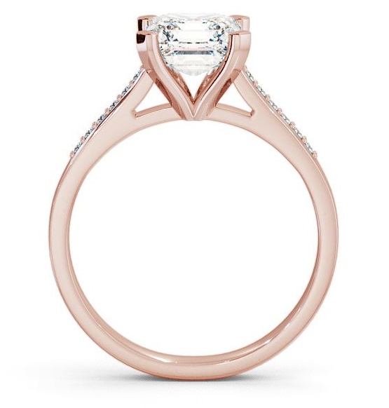 Asscher Diamond 4 Prong Engagement Ring 9K Rose Gold Solitaire with Channel Set Side Stones ENAS7S_RG_THUMB1