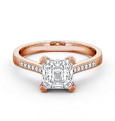 Asscher Diamond 4 Prong Engagement Ring 18K Rose Gold Solitaire ENAS7S_RG_THUMB1