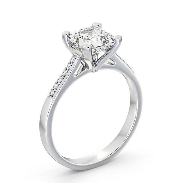 Asscher Diamond Engagement Ring 9K White Gold Solitaire With Side Stones - Anelle ENAS7S_WG_HAND
