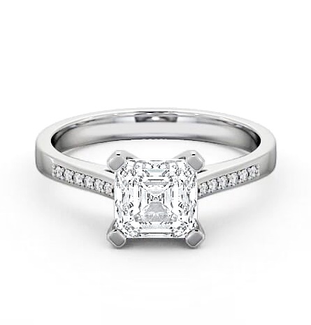 Asscher Diamond 4 Prong Engagement Ring 18K White Gold Solitaire ENAS7S_WG_THUMB2 