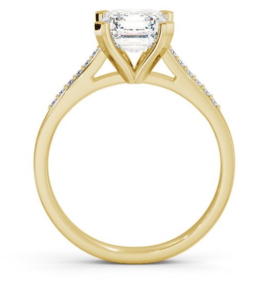 Asscher Diamond 4 Prong Engagement Ring 9K Yellow Gold Solitaire ENAS7S_YG_THUMB1 