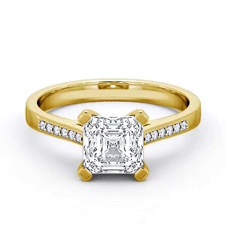 Asscher Diamond 4 Prong Engagement Ring 9K Yellow Gold Solitaire ENAS7S_YG_THUMB1