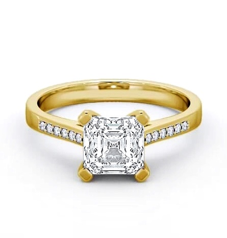 Asscher Diamond 4 Prong Engagement Ring 18K Yellow Gold Solitaire ENAS7S_YG_THUMB2 