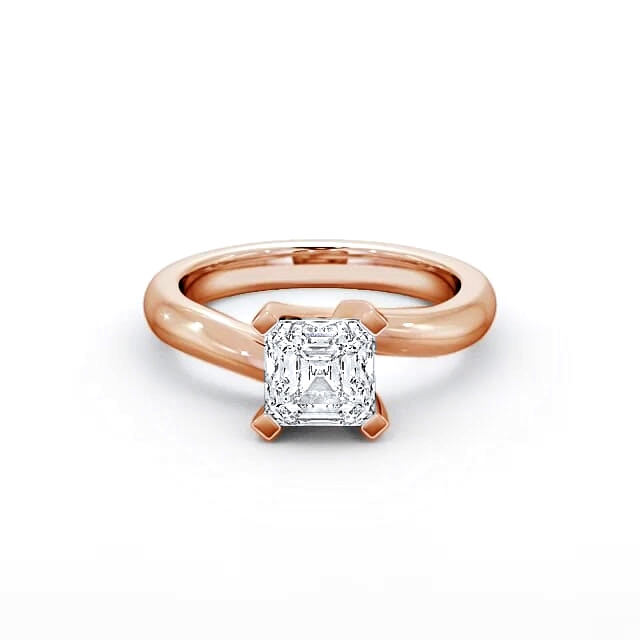 Asscher Diamond Engagement Ring 9K Rose Gold Solitaire - Talia ENAS8_RG_HAND