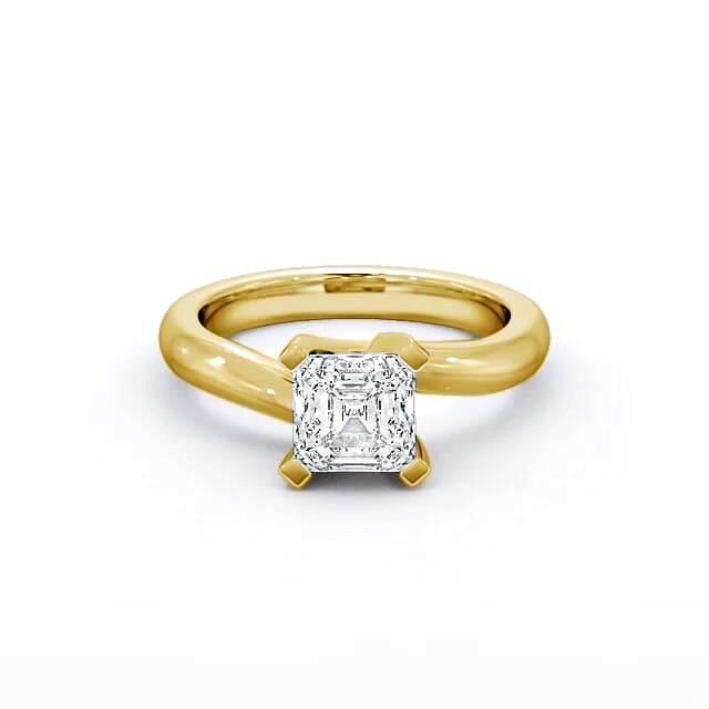 Asscher Diamond Engagement Ring 18K Yellow Gold Solitaire - Talia ENAS8_YG_HAND