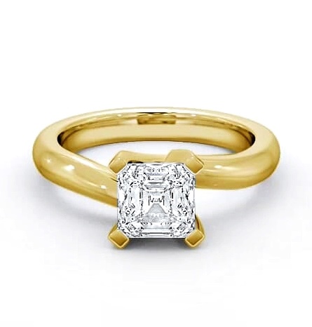 Asscher Diamond Sweeping Prongs Ring 9K Yellow Gold Solitaire ENAS8_YG_THUMB1