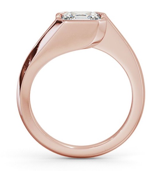 Asscher Diamond Bezel Tension Style Engagement Ring 18K Rose Gold Solitaire ENAS9_RG_THUMB1
